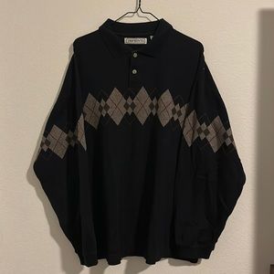 Imprints Dark Navy Collared Argyle Sweatshirt